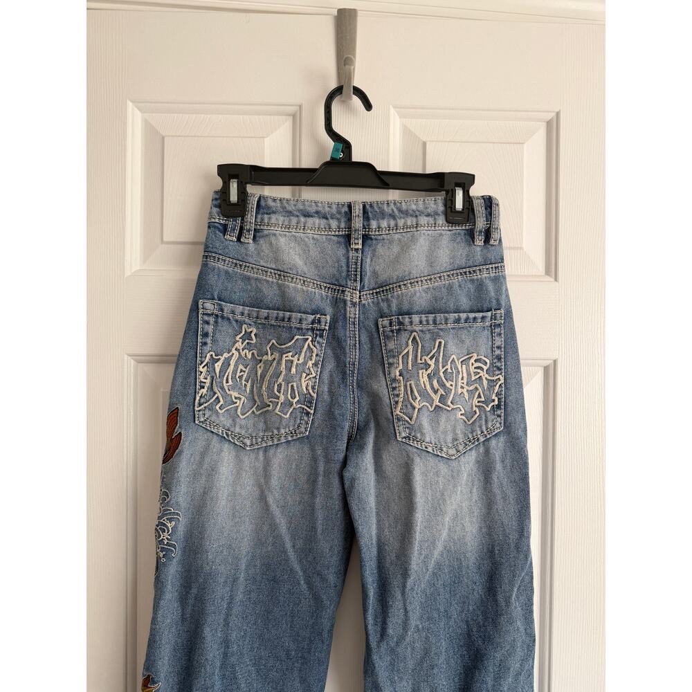 Ninth Idle Hall Y2K Inspired Koi Fish Embroidered Jeans - Picture 5 of 10